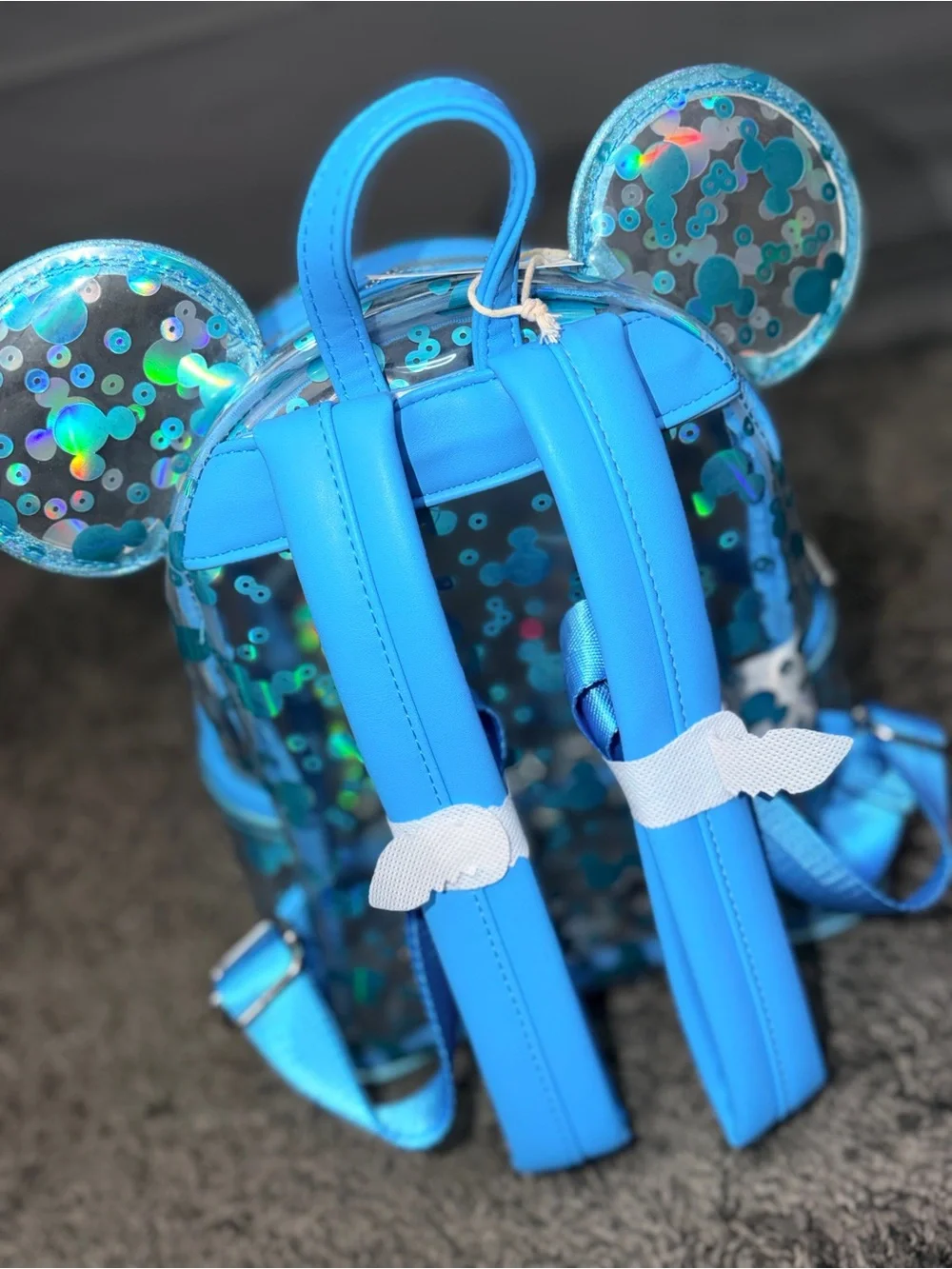 Loungefly Blue Holographic Mickey Ear Mini Backpack
